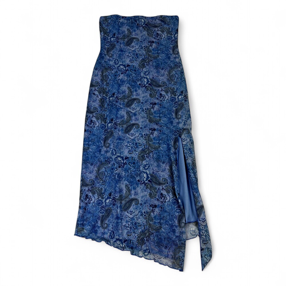 See You Monday Strapless Paisley Maxi Dress with Side Slit M